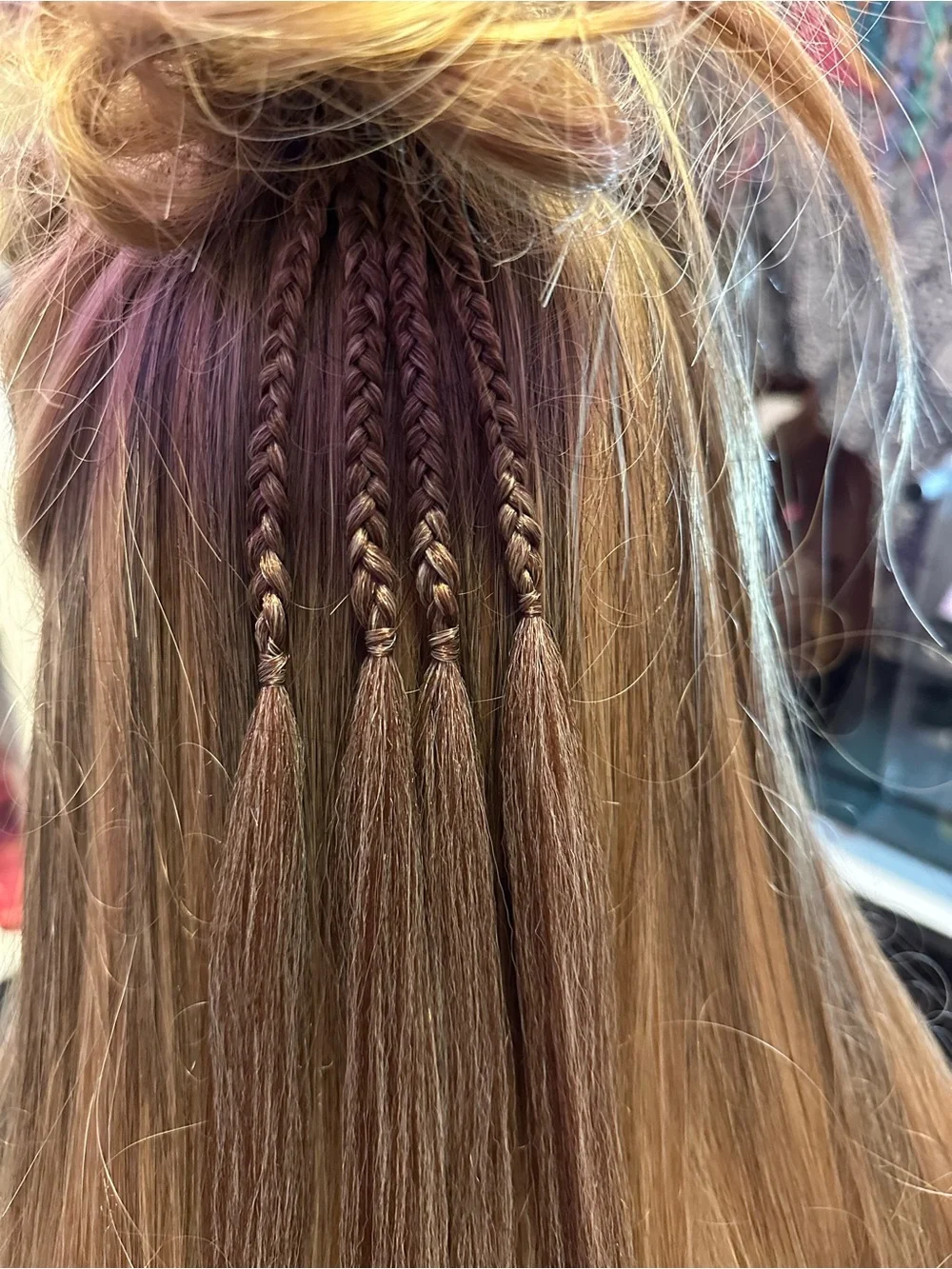 Long Straight Women's Hairpiece with Blonde and Light Brown Highlights